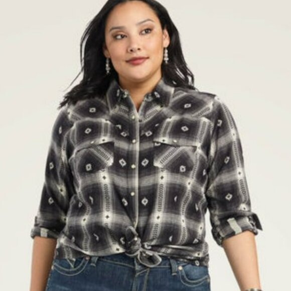 Ariat REAL Thunderstorm Snap Front Long Sleeve Button Up Plaid Shirt Small - Picture 2 of 8